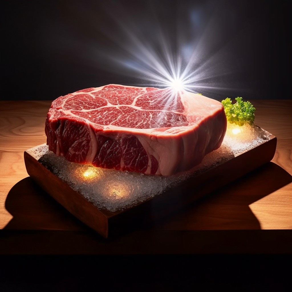 mukbang shinning wagyu steak with hal of sunlight showing its a f0fc1518 2cda 4d34 9601 34db9cf554dd