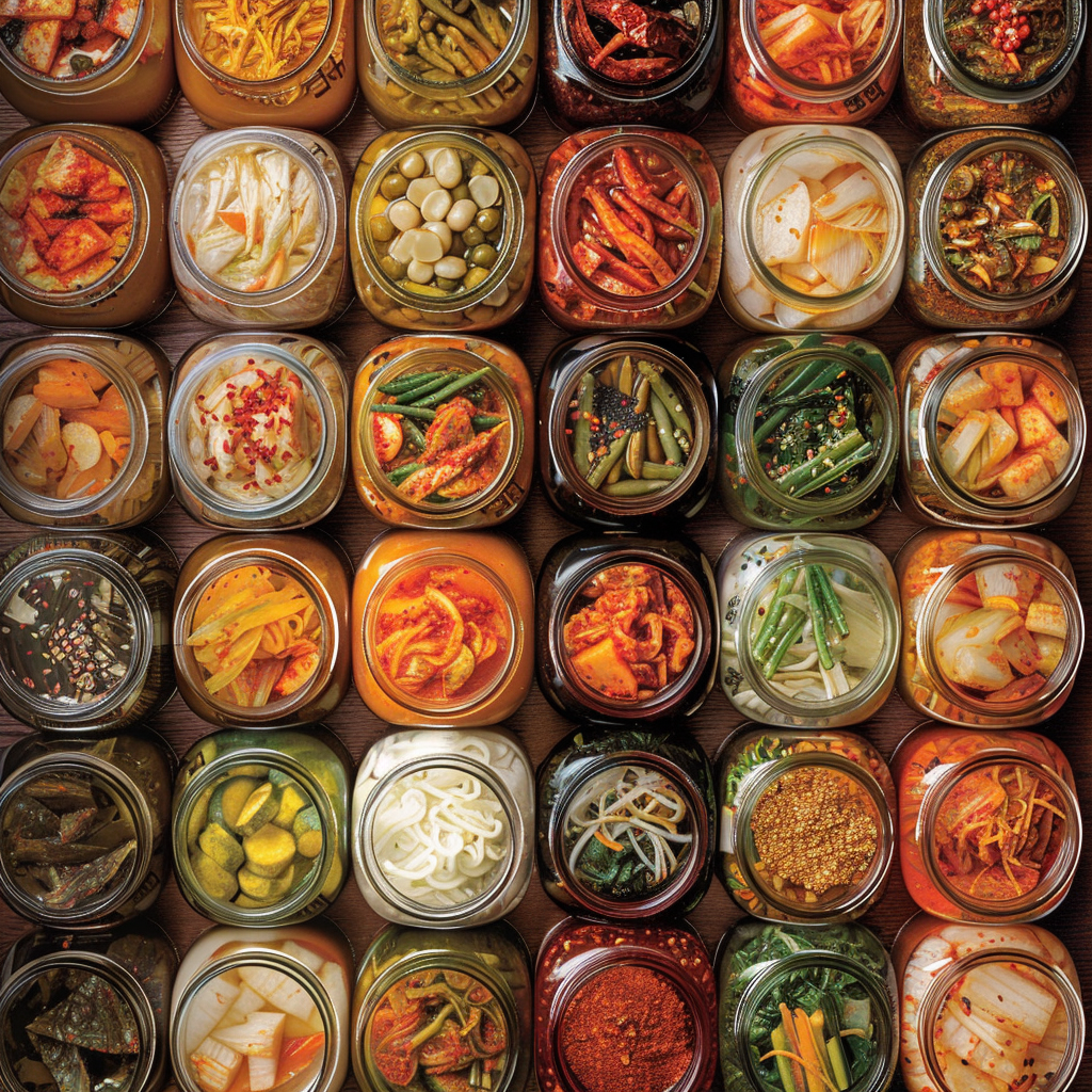Collage of kimchi evolution, from ancient preservation methods to modern-day variations