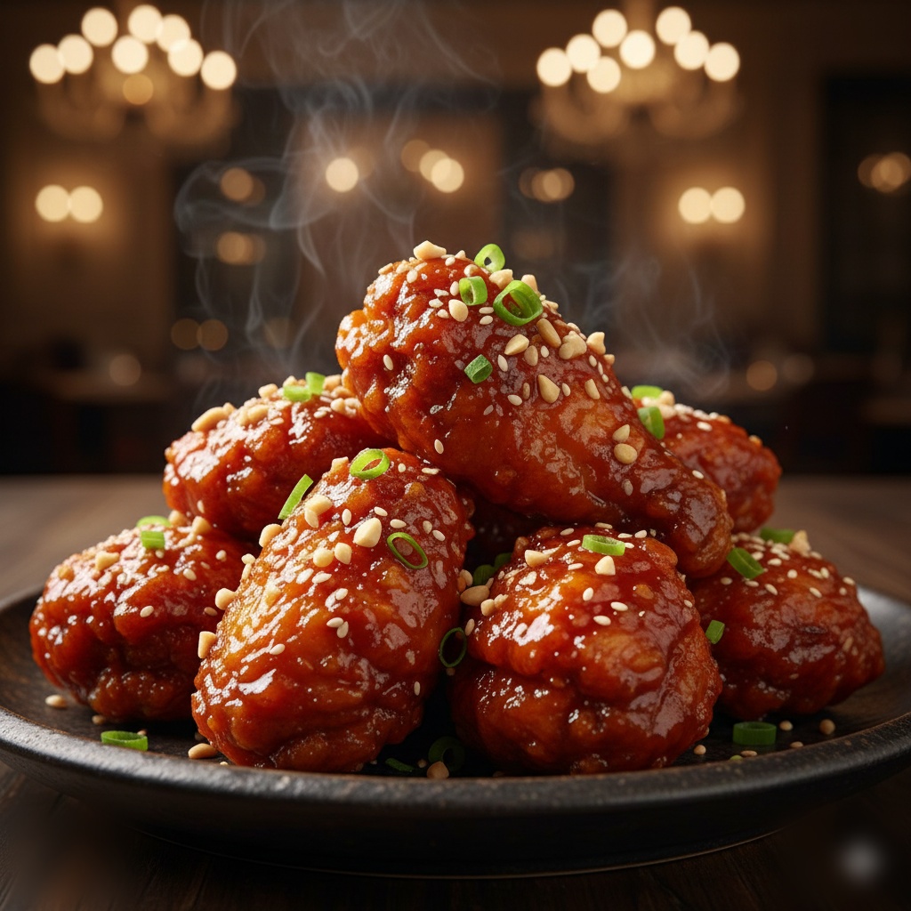 Yangyeom chicken sweet and spicy Korean fried chicken at Mukbang Shows