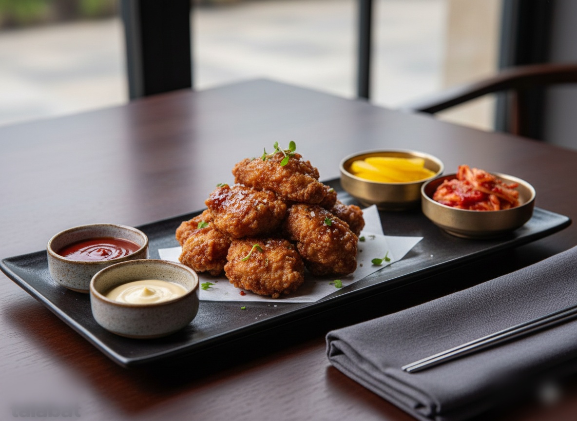 Korean fried chicken at Mukbang Shows Restaurant Dubai