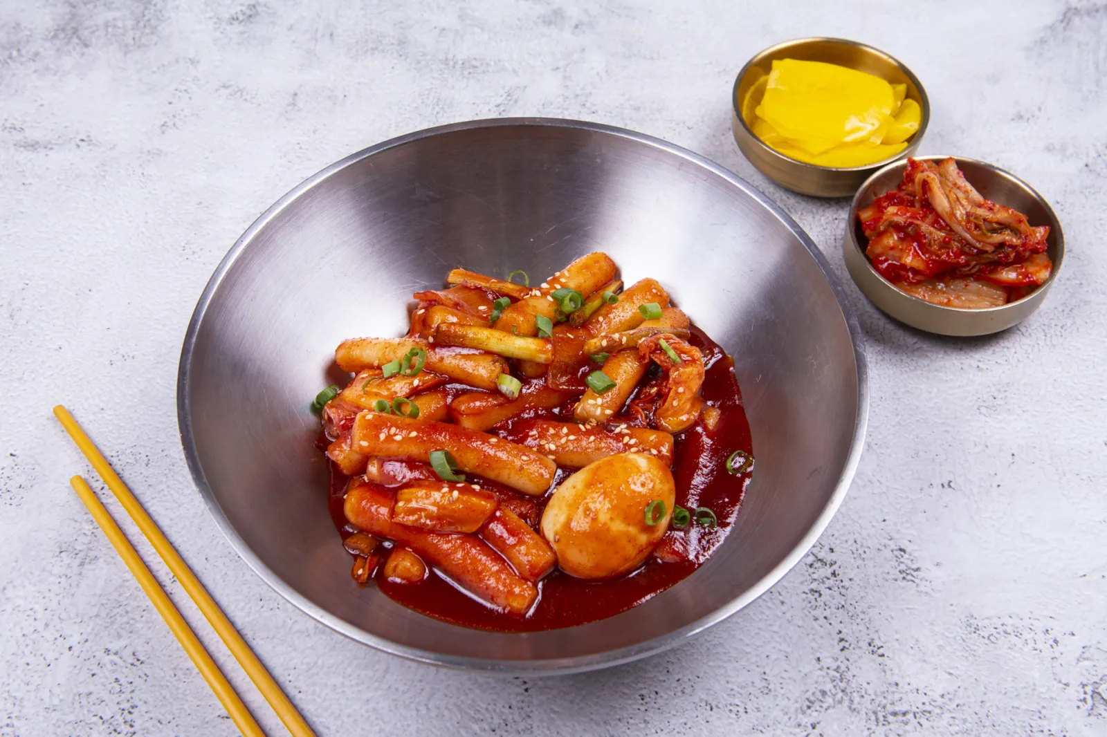 Tteokbokki spicy rice cakes in red sauce