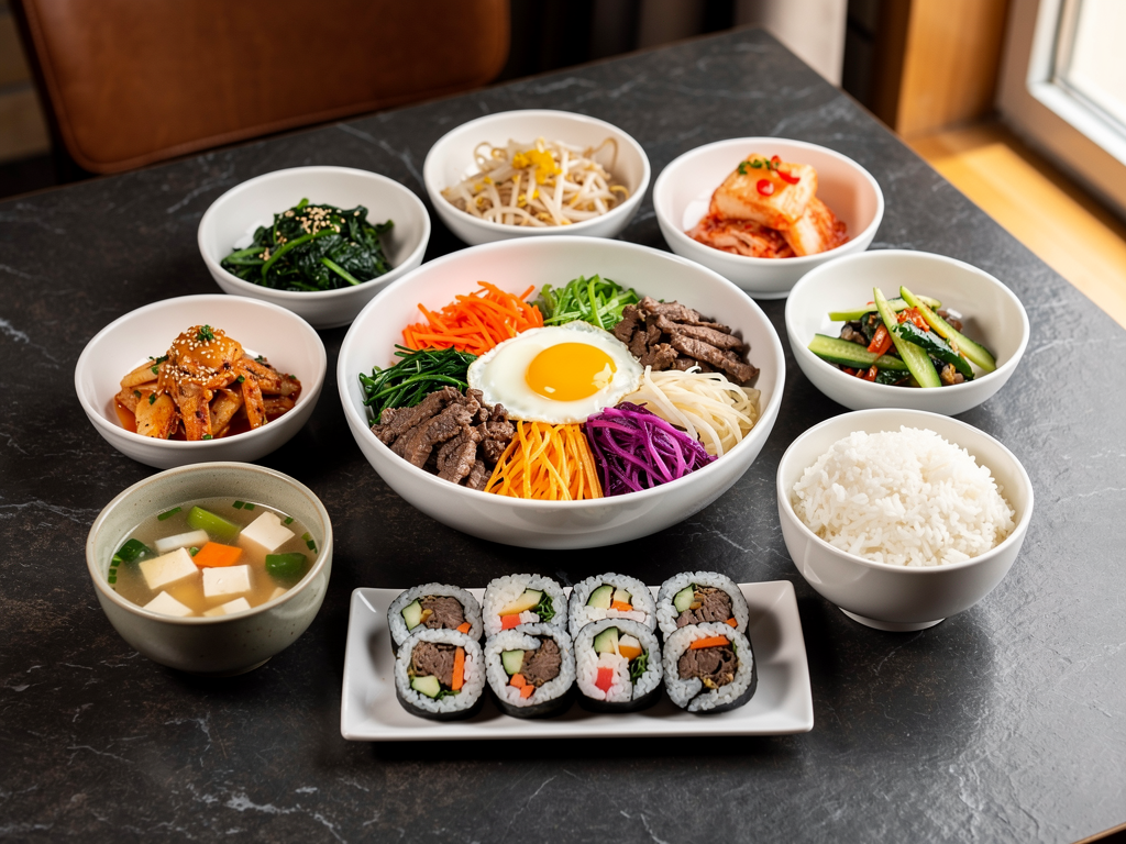 Best Bibimbap in Abu Dhabi (2026): An Honest Local Guide 3 Korean bibimbap served with banchan side dishes