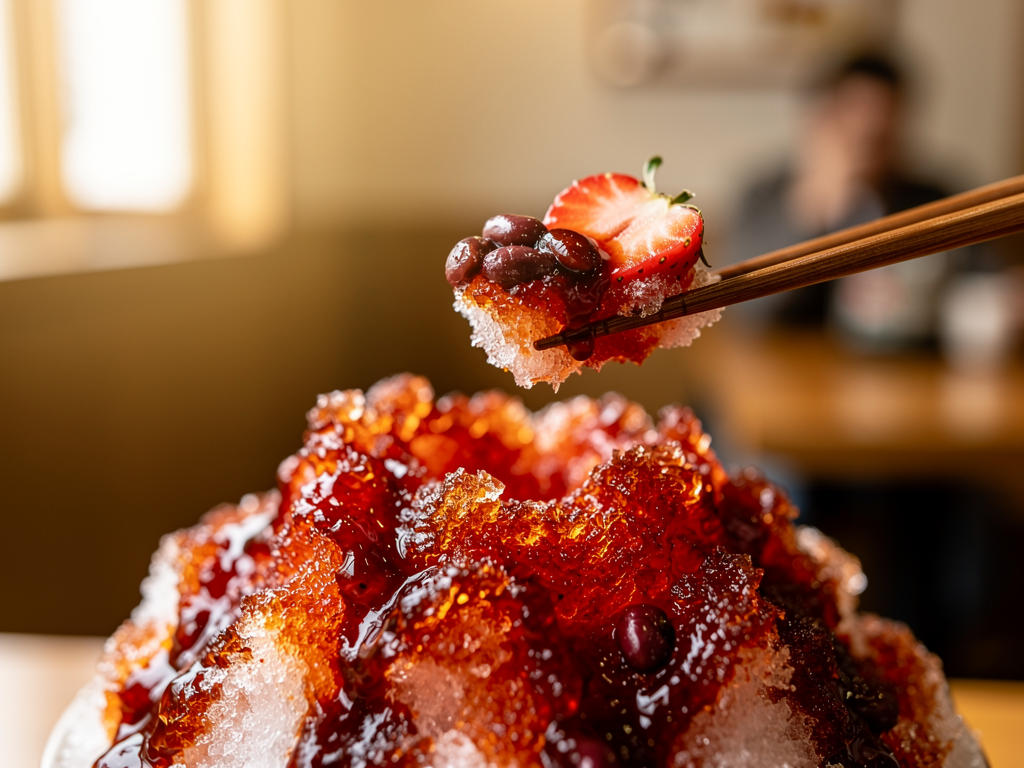 bingsu close-up at a halal Korean restaurant in Dubai