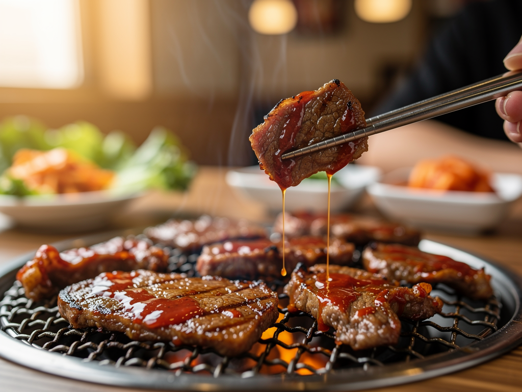 unlimited Korean BBQ close-up at a halal Korean restaurant in Deira, Dubai