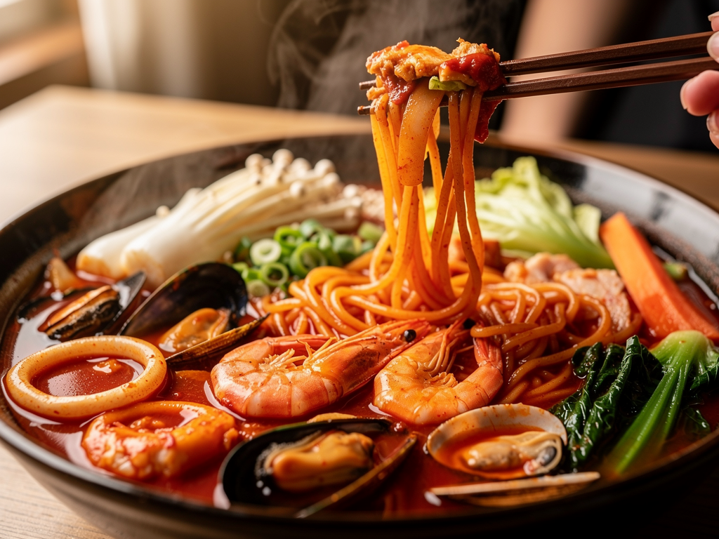 jjampong close-up at a halal Korean restaurant in Dubai