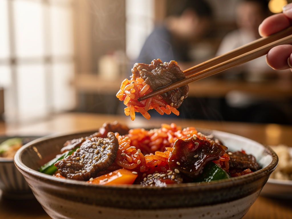 korean food close-up at a halal Korean restaurant in Abu Dhabi