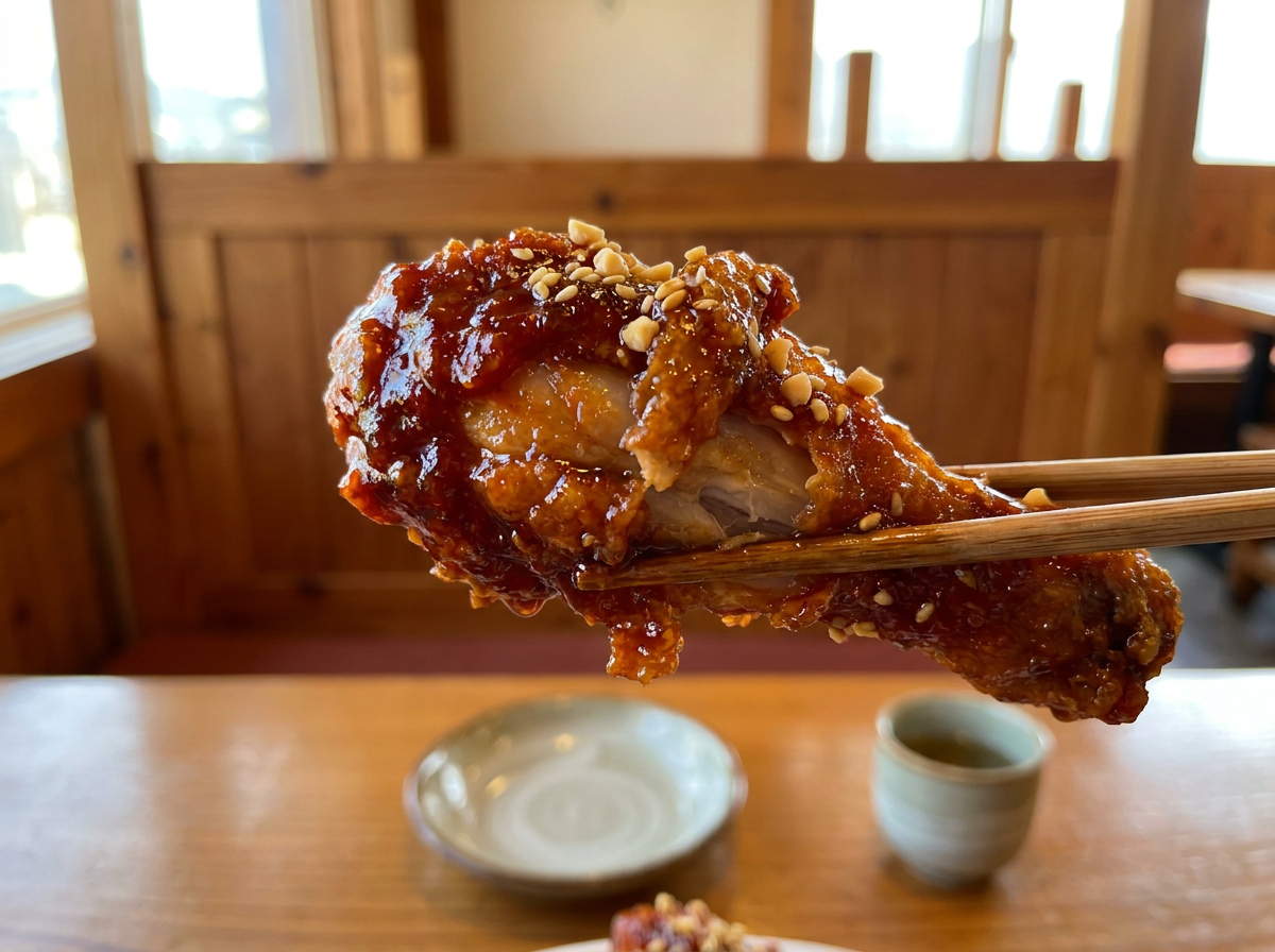 Best Korean Fried Chicken in Dubai (2026): Honest Local Guide 2 korean fried chicken close-up at a halal Korean restaurant in Dubai