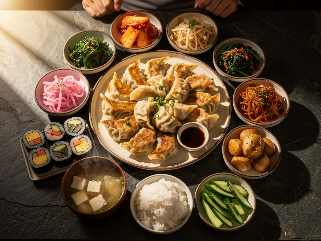 Best Mandu in Dubai (2026): Honest Local Guide 3 best mandu in dubai — Korean dumpling spread with banchan and rice