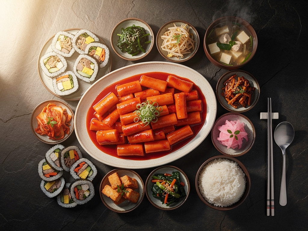 Best Tteokbokki in Abu Dhabi (2026): An Honest Local Guide 3 halal Korean food spread with tteokbokki and banchan in Abu Dhabi
