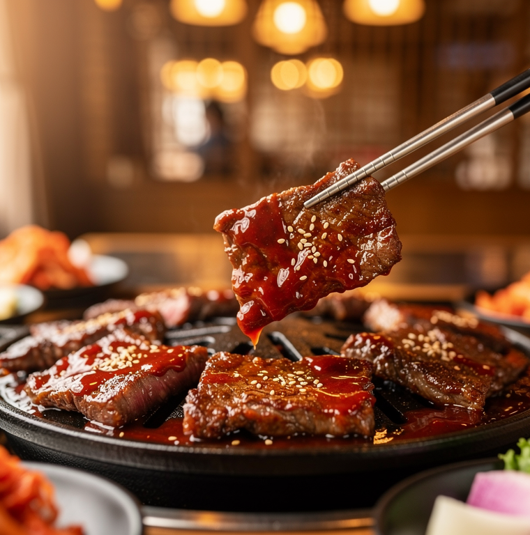 Is Korean BBQ Halal? The Honest 2026 Answer for UAE Diners 2 Marinated halal beef galbi on a Korean BBQ grill plate