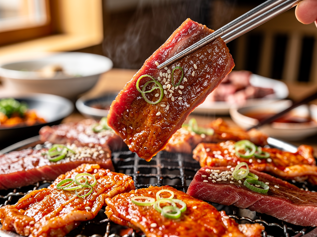 korean bbq close-up at a halal Korean restaurant in Abu Dhabi