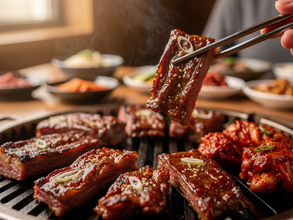 korean bbq close-up at a halal Korean restaurant in Dubai