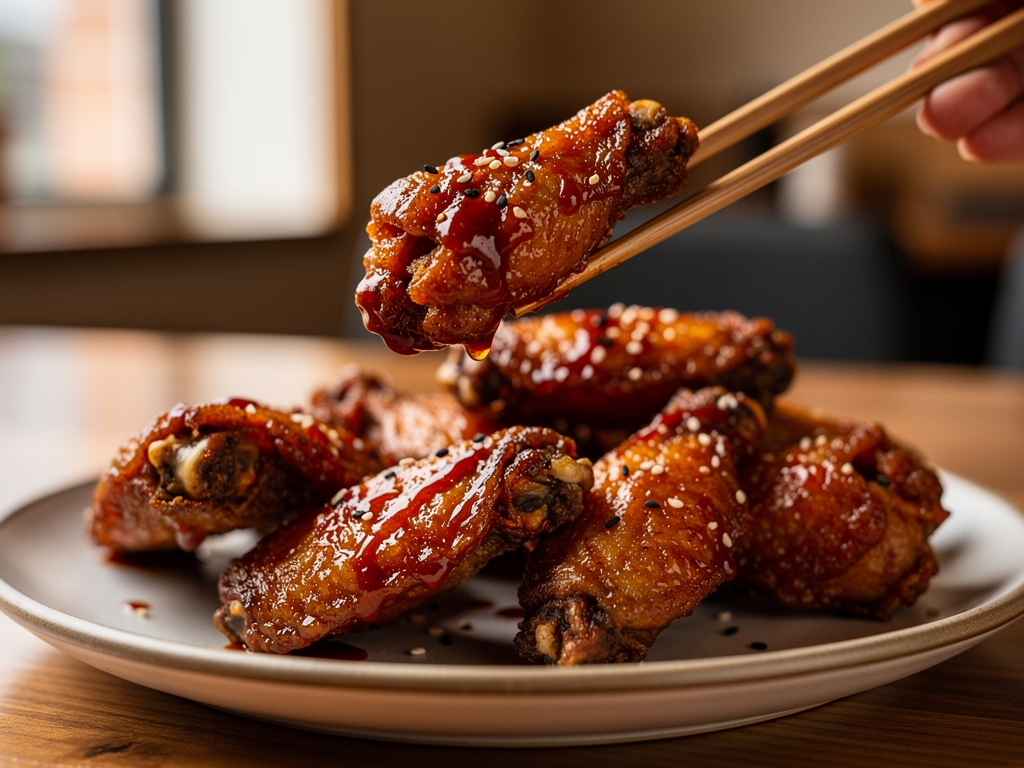 korean fried chicken close-up at a halal Korean restaurant in the UAE