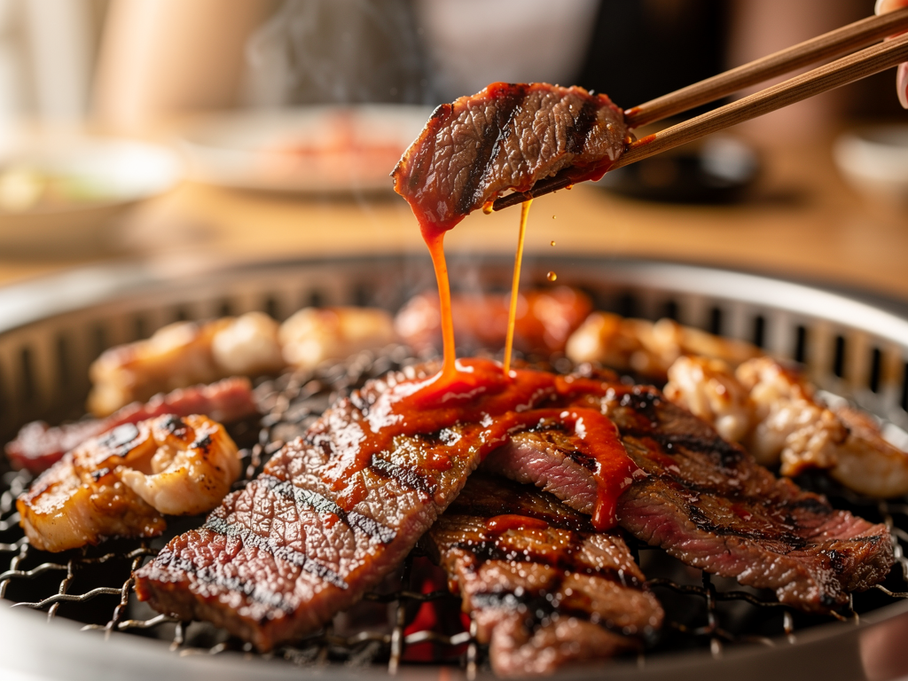 Korean Restaurant Near Abu Dhabi Mall (2026): Honest Guide 2 korean barbecue close-up at a halal Korean restaurant near Abu Dhabi Mall