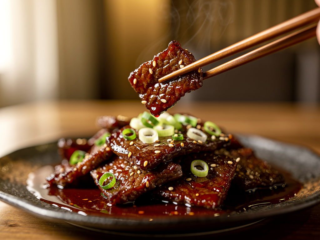 What Is Bulgogi? (불고기) The Complete 2026 Guide for the UAE 2 bulgogi close-up at a halal Korean restaurant in the UAE