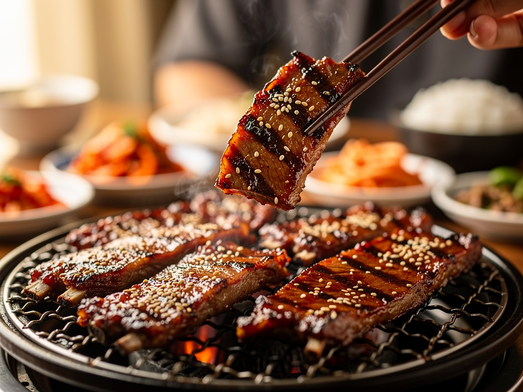 galbi close-up at a halal Korean restaurant in the UAE