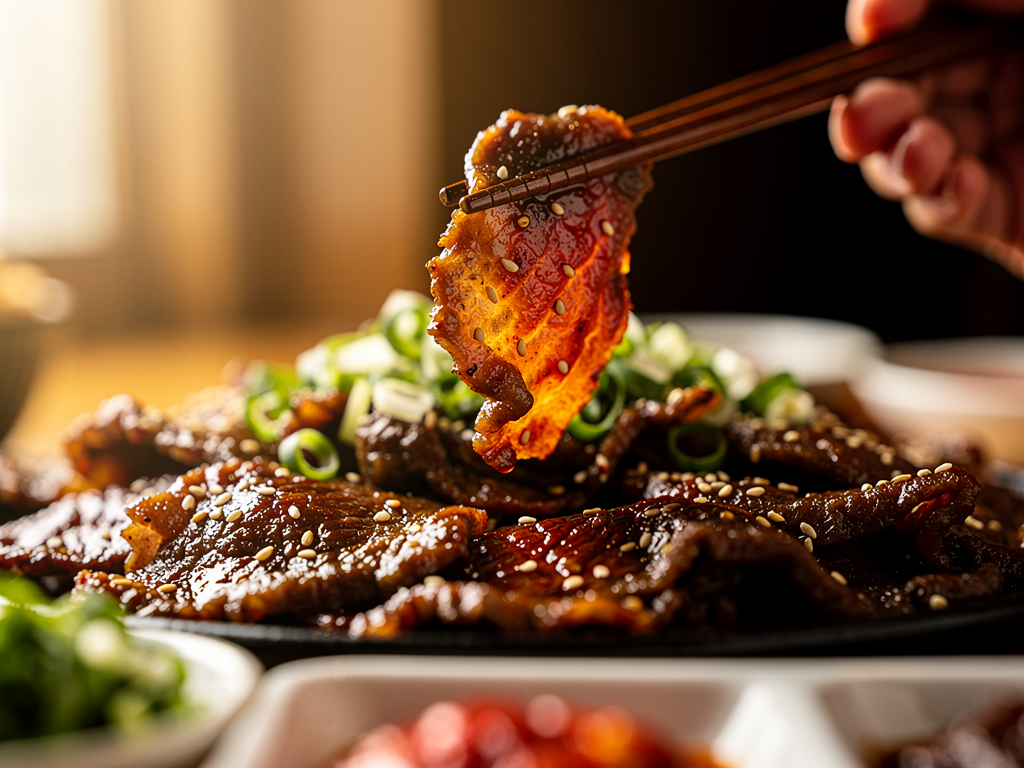 Best Bulgogi in Abu Dhabi (2026): Honest Local Guide 2 close-up of marinated bulgogi beef with sauce pooling, Abu Dhabi