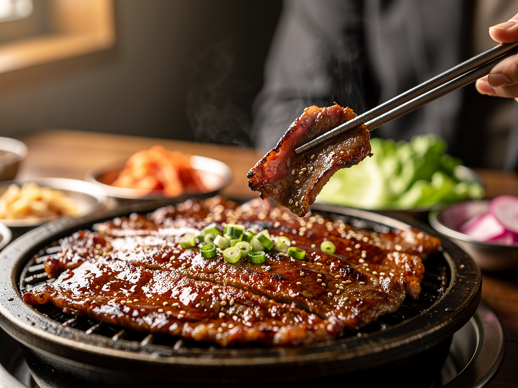Best Galbi in Abu Dhabi (2026): Honest Local Guide 2 close-up of LA-cut Korean beef short ribs on a grill