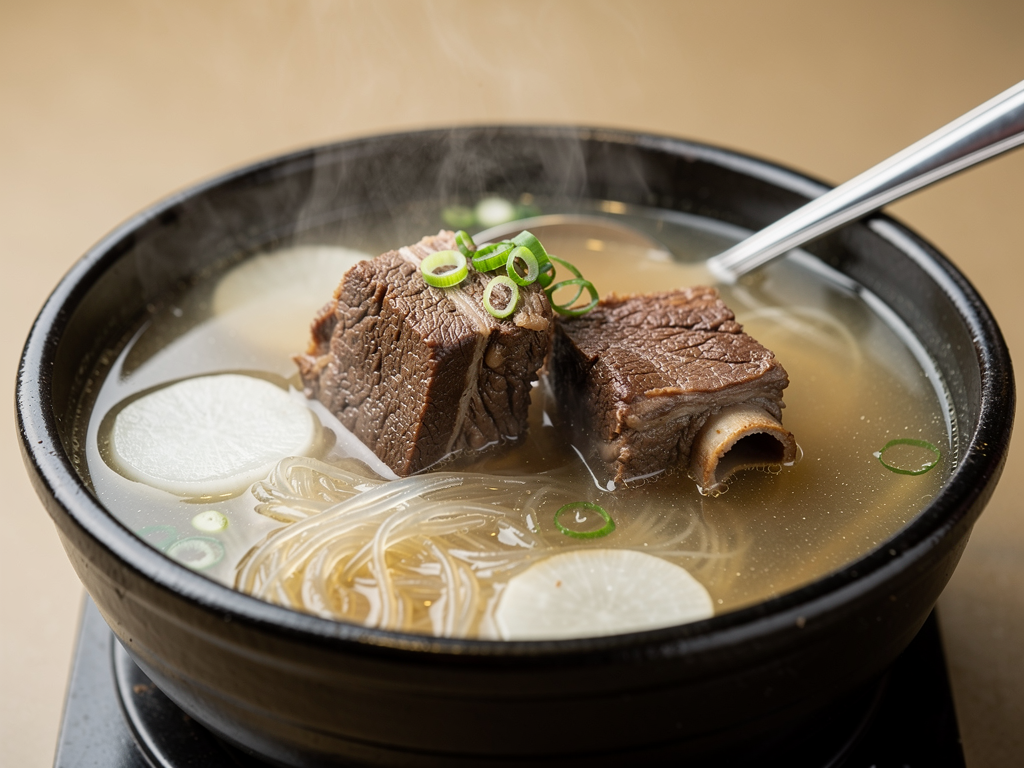 Best Korean Soup in Abu Dhabi (2026): Honest Local Guide to Tang and Guk 2 galbitang beef short rib soup close-up at a halal Korean restaurant in Abu Dhabi