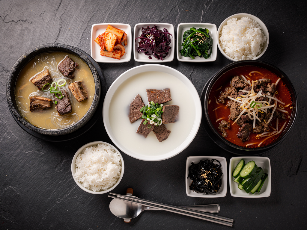 Best Korean Soup in Dubai (2026): Honest Local Guide to Tang and Guk 3 three Korean soups served as single meals with rice at a halal Korean restaurant in Dubai