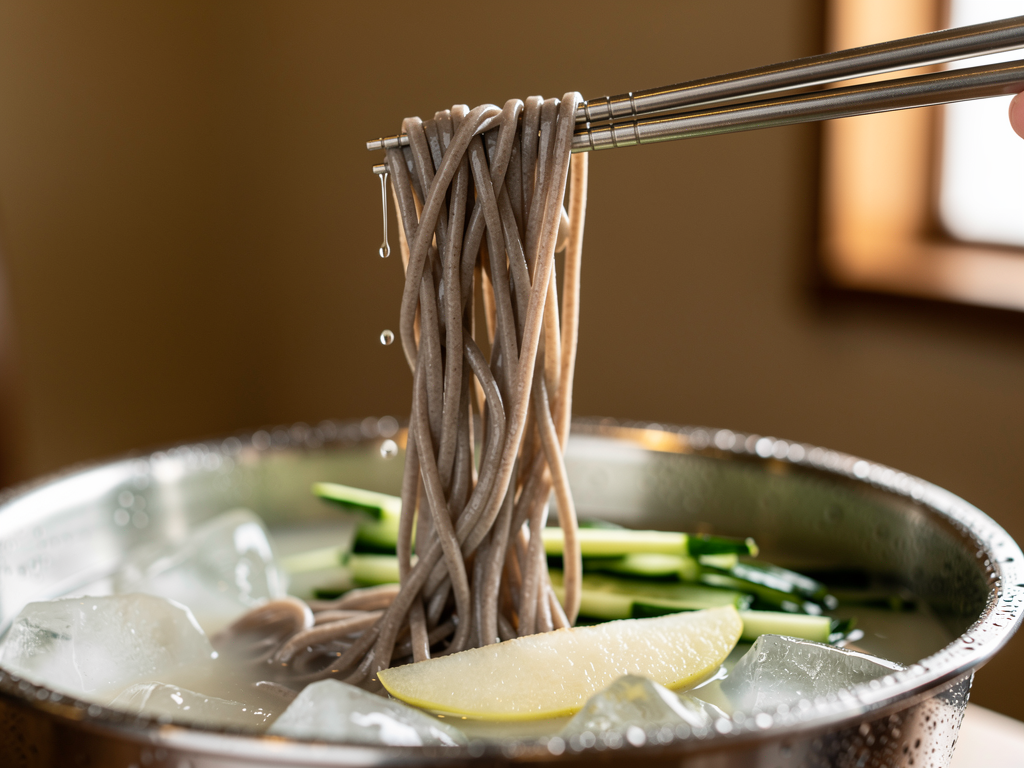 Best Naengmyeon in Abu Dhabi (2026): Honest Local Guide 2 naengmyeon close-up at a halal Korean restaurant in Abu Dhabi