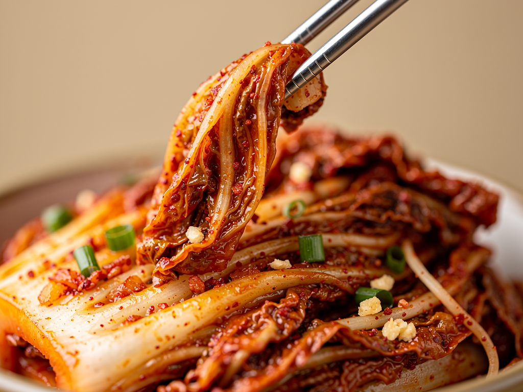 Is Kimchi Halal? The Straight Answer (2026) 2 Close-up of Korean napa cabbage kimchi showing the chilli, garlic and radish in the seasoning