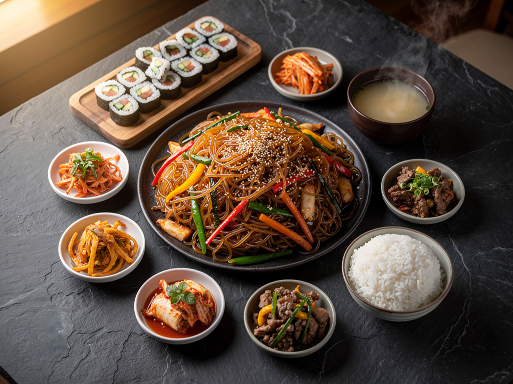 Japchae vs Pad Thai: The Honest 2026 Guide for UAE Diners 3 Korean japchae served with banchan and rice