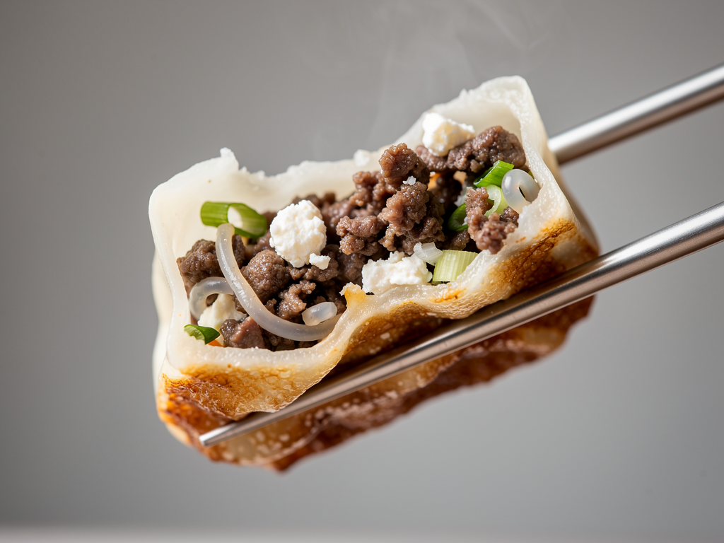 Mandu vs Gyoza: The Honest 2026 Guide for UAE Diners 2 Korean mandu cut open showing its cooked beef and glass noodle filling
