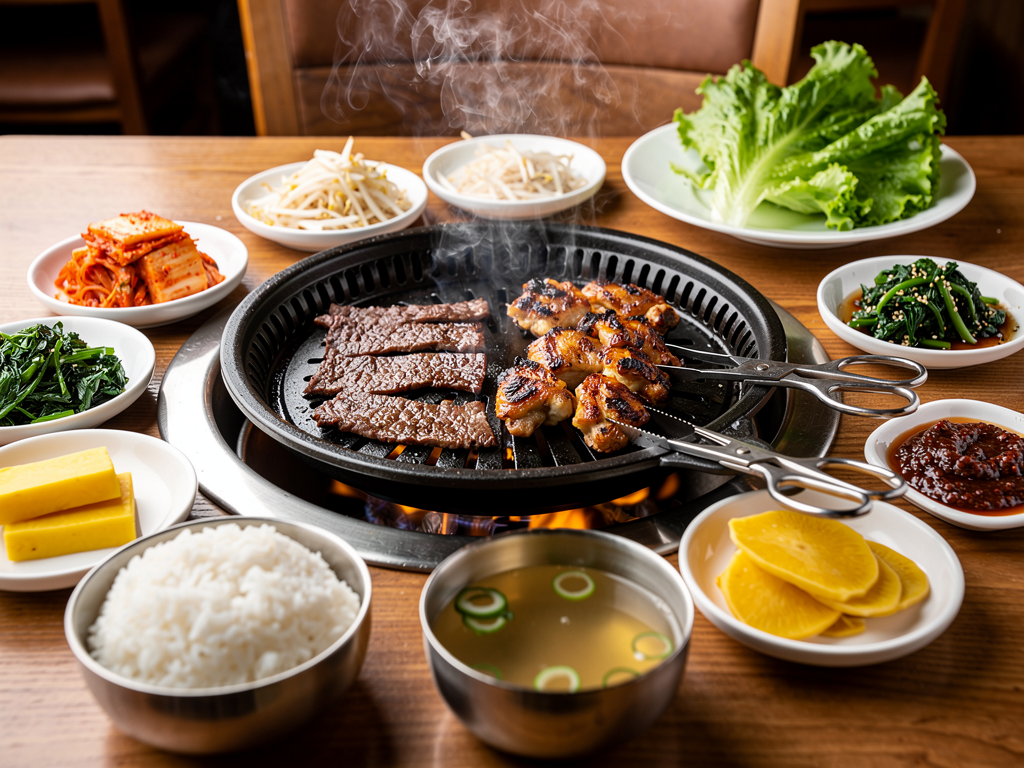 Dubai K-Fest 2026: The Complete Guide to Dates, Free Concerts, Food Deals and Where to Eat 2 Unlimited Korean BBQ table with beef, chicken, banchan, gimbap, soup and rice, part of the Taste Korea in Dubai deals