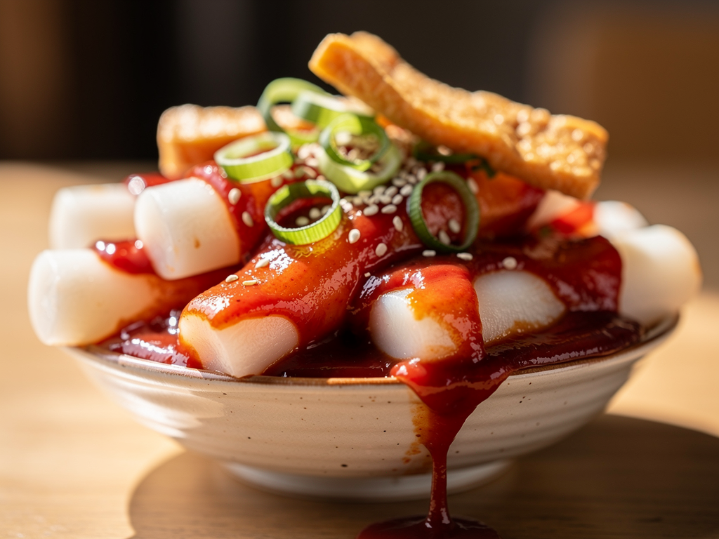 What Is Bokkeum? (볶음) The Complete 2026 Guide for the UAE 2 Close-up of glossy Korean stir-fried rice cakes coated in red gochujang sauce