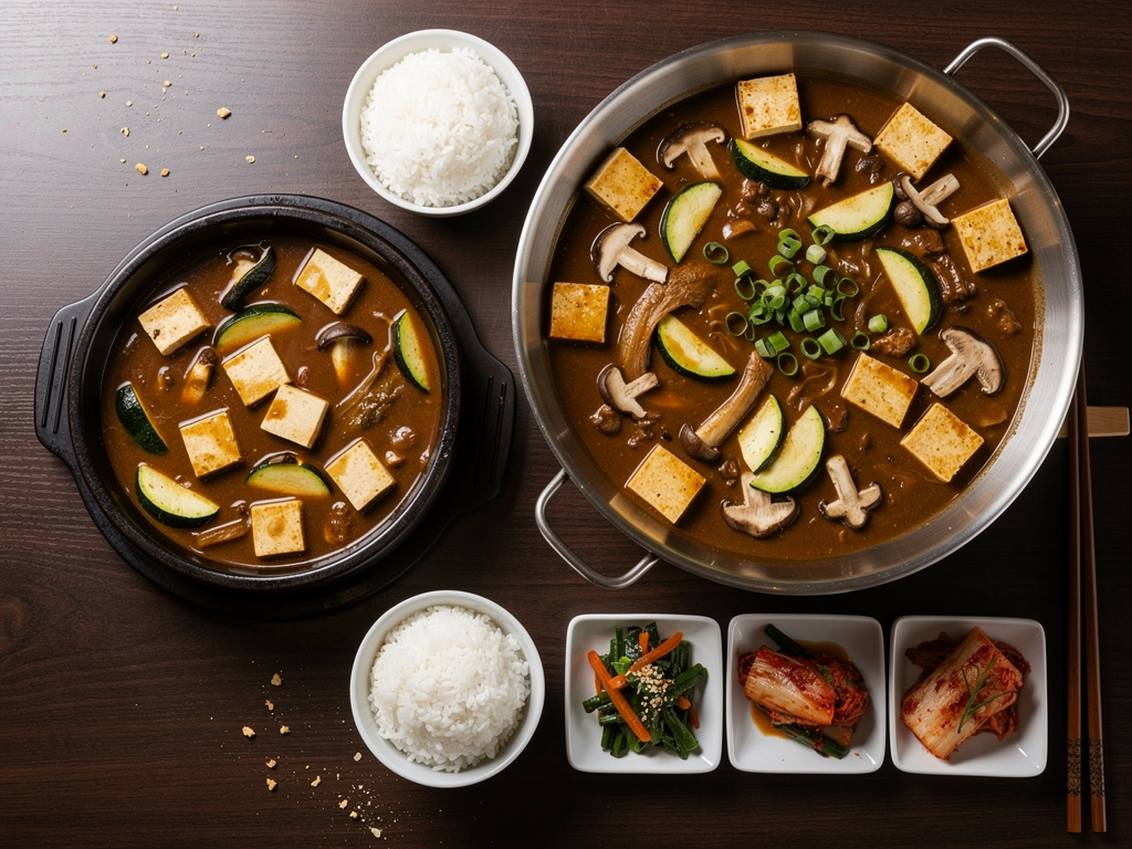 What Is Doenjang Jjigae? (된장찌개) The Complete 2026 Guide for the UAE 3 Korean doenjang jjigae stew served with rice and banchan side dishes