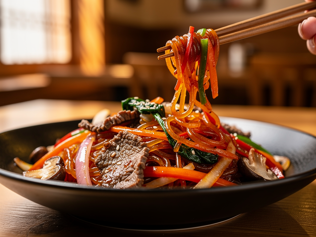 What Is Japchae? (잡채) The Complete 2026 Guide for the UAE 2 japchae noodles close-up