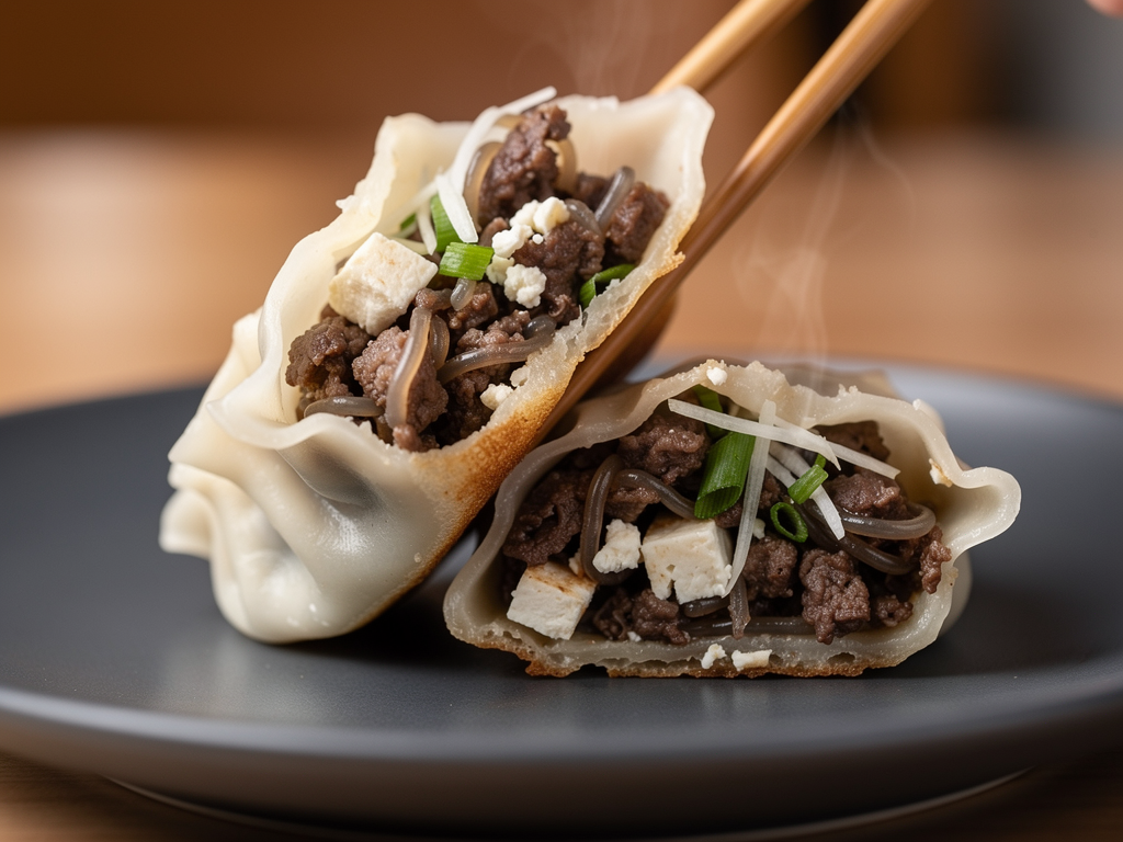 What Is Mandu? (만두) The Complete 2026 Guide for the UAE 2 close-up of Korean mandu dumpling filling with tofu and glass noodles