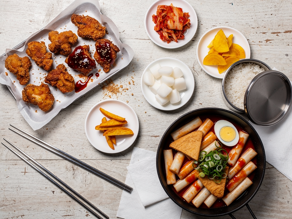 Best Korean Food in Al Ain (2026): Honest Local Guide 3 halal Korean fried chicken, tteokbokki and kimchi spread for two in Al Ain